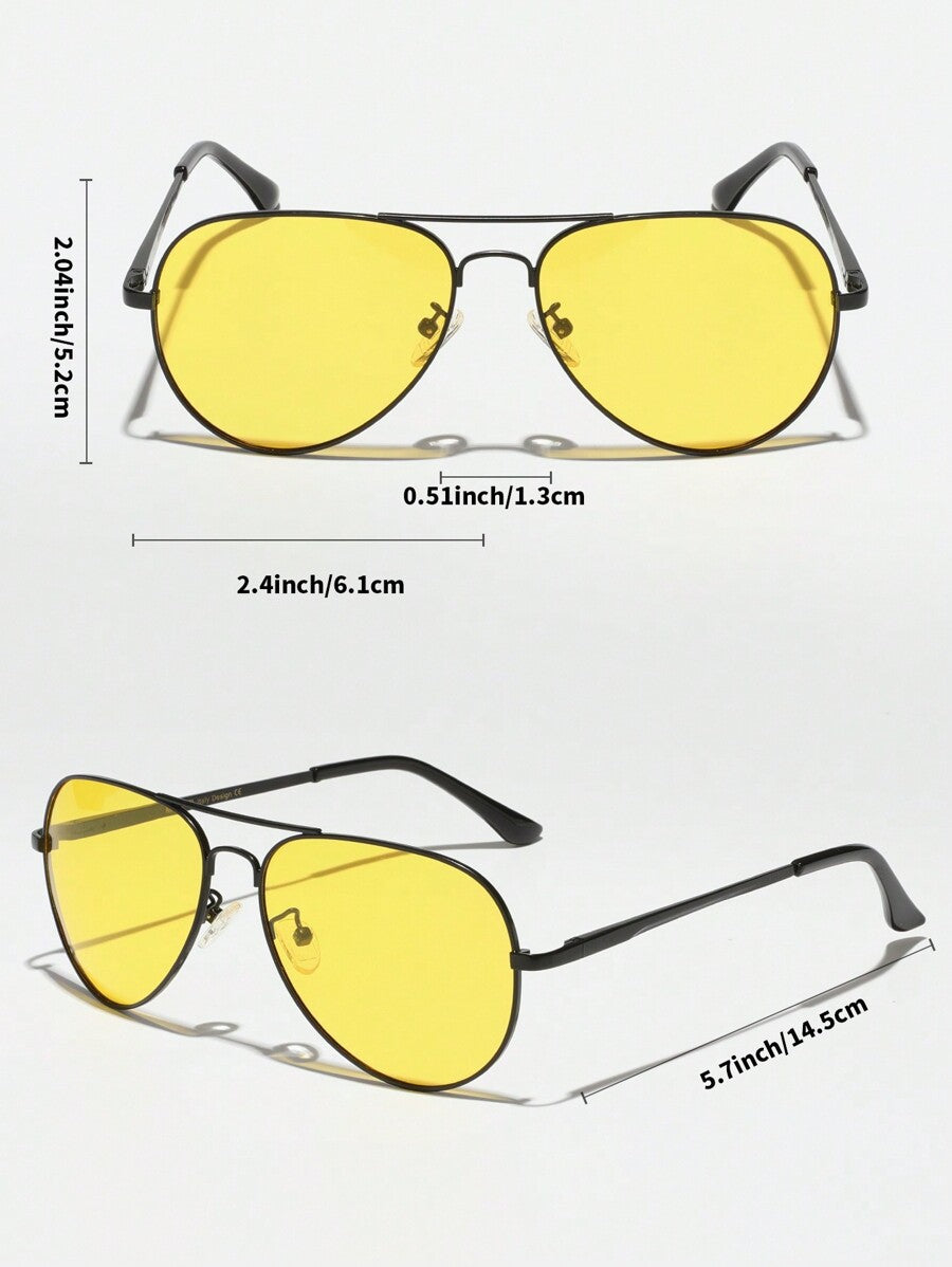 Men’s Polarized Night Vision Glasses Gold Frame Yellow Lens Driving