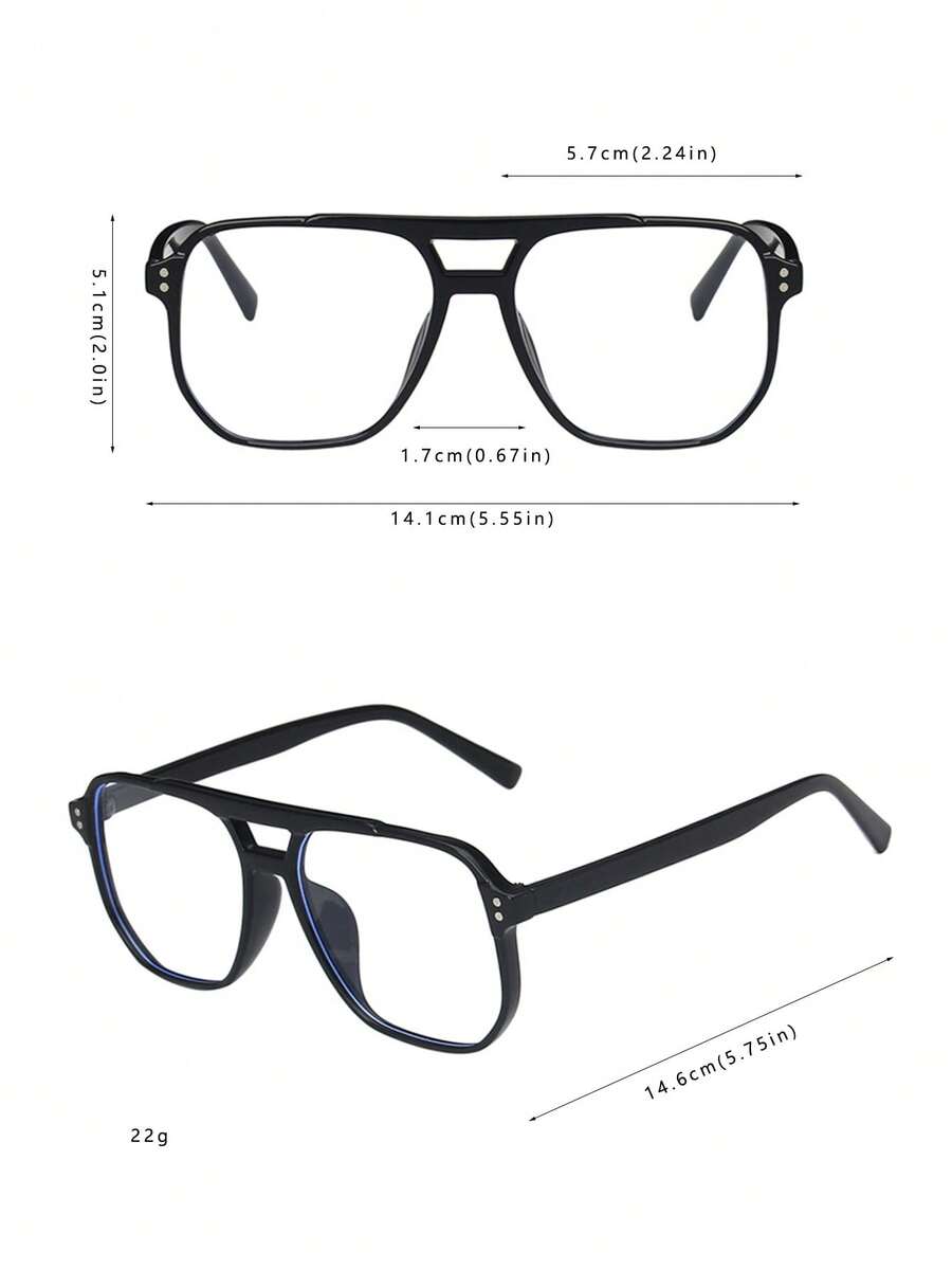 Men’s Double Beam Pilot Glasses Clear Lens Fashion Eyewear