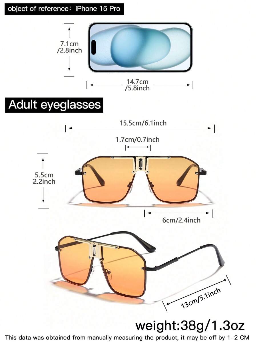 Men’s Flat Top Goggle Style Glasses Outdoor Street Style Eyewear