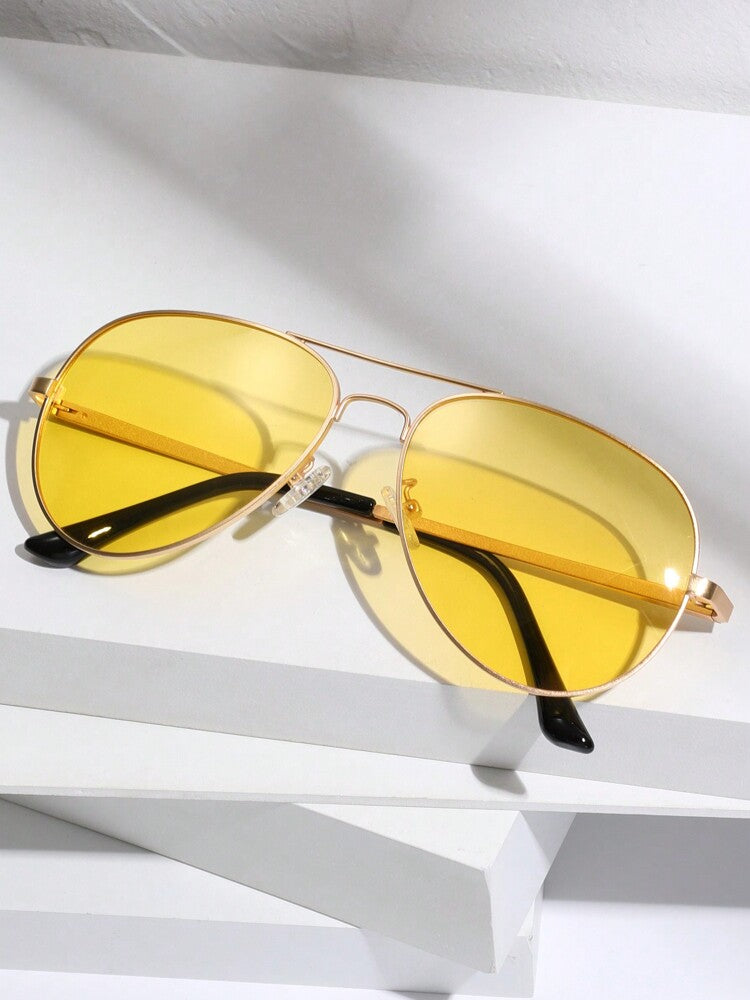 Men’s Polarized Night Vision Glasses Gold Frame Yellow Lens Driving