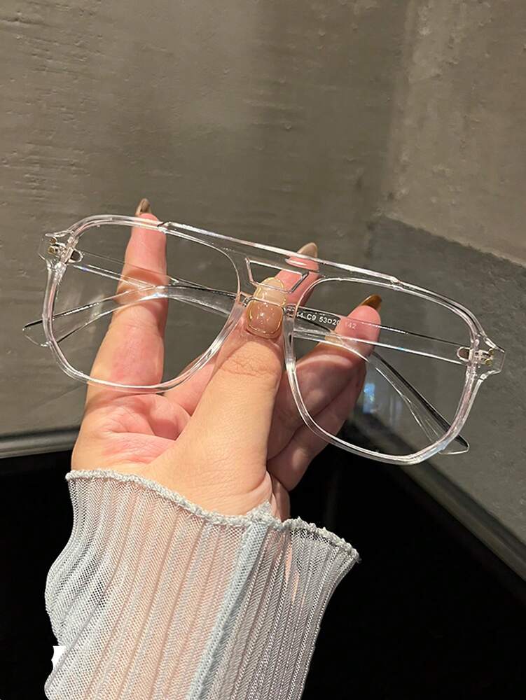 Men’s Double Beam Pilot Glasses Clear Lens Fashion Eyewear