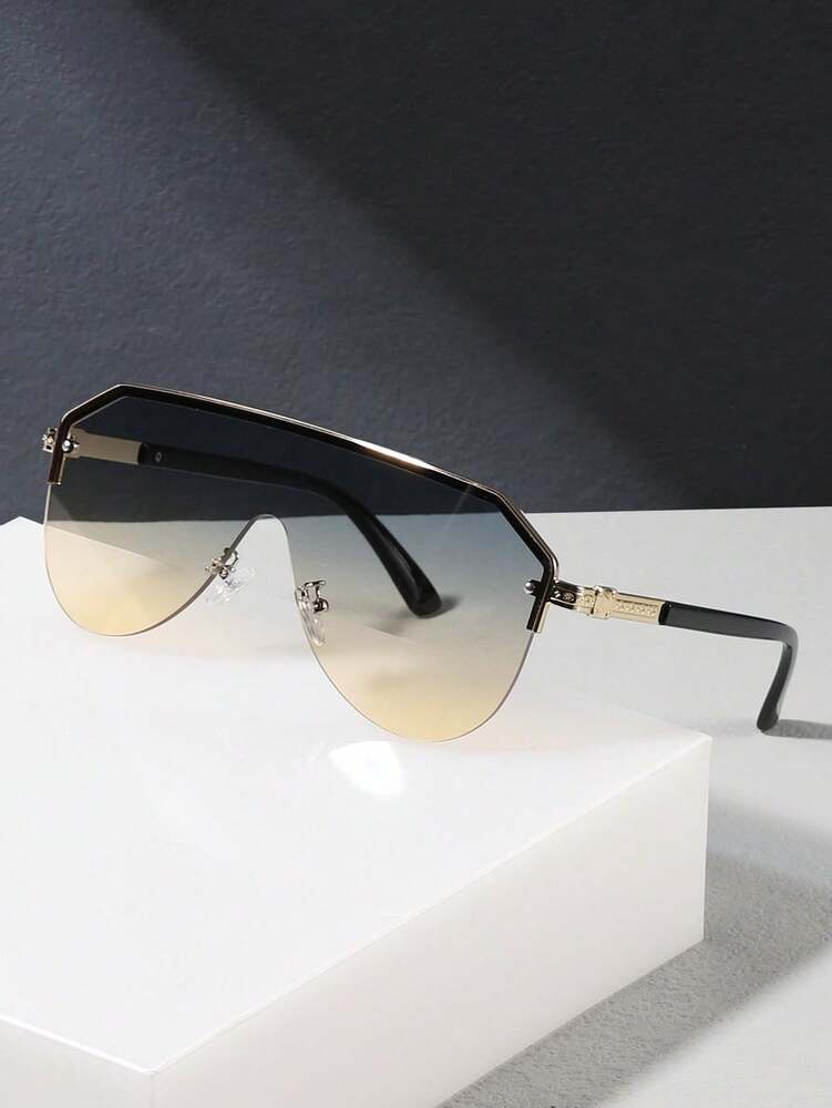 Men’s Aviator Half Frame Sunglasses Vacation Fashion Eyewear