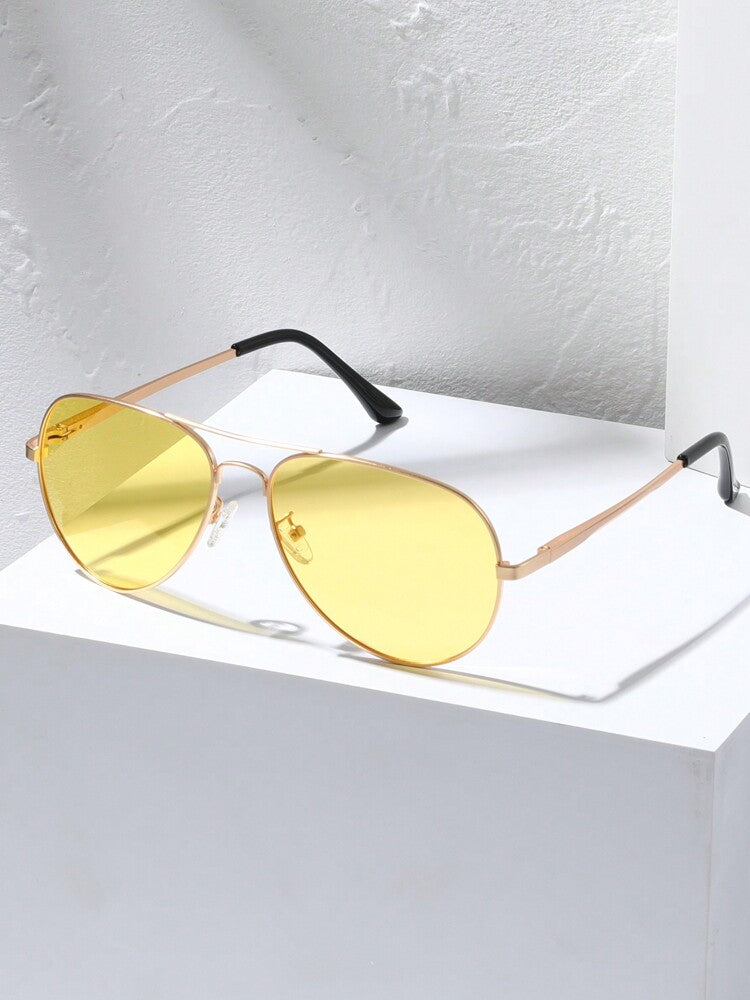 Men’s Polarized Night Vision Glasses Gold Frame Yellow Lens Driving