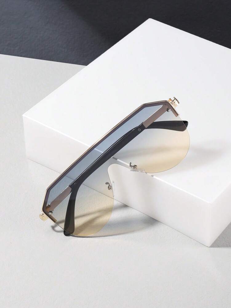 Men’s Aviator Half Frame Sunglasses Vacation Fashion Eyewear