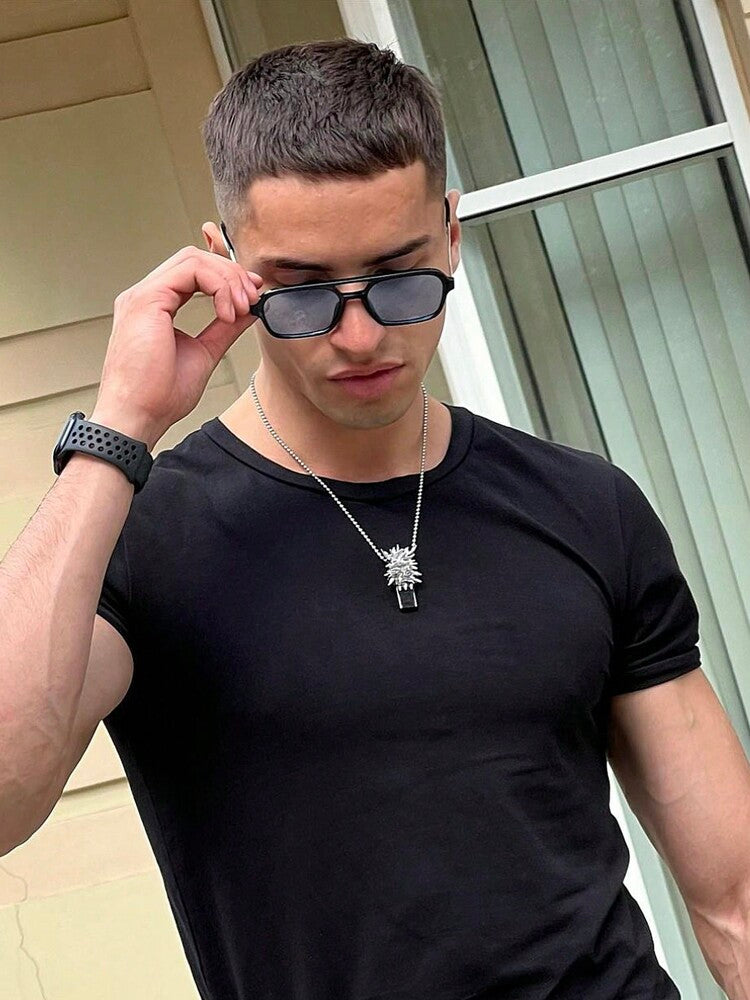 Men’s Square Flat Top Sunglasses Fashion PC Frame Daily Shades