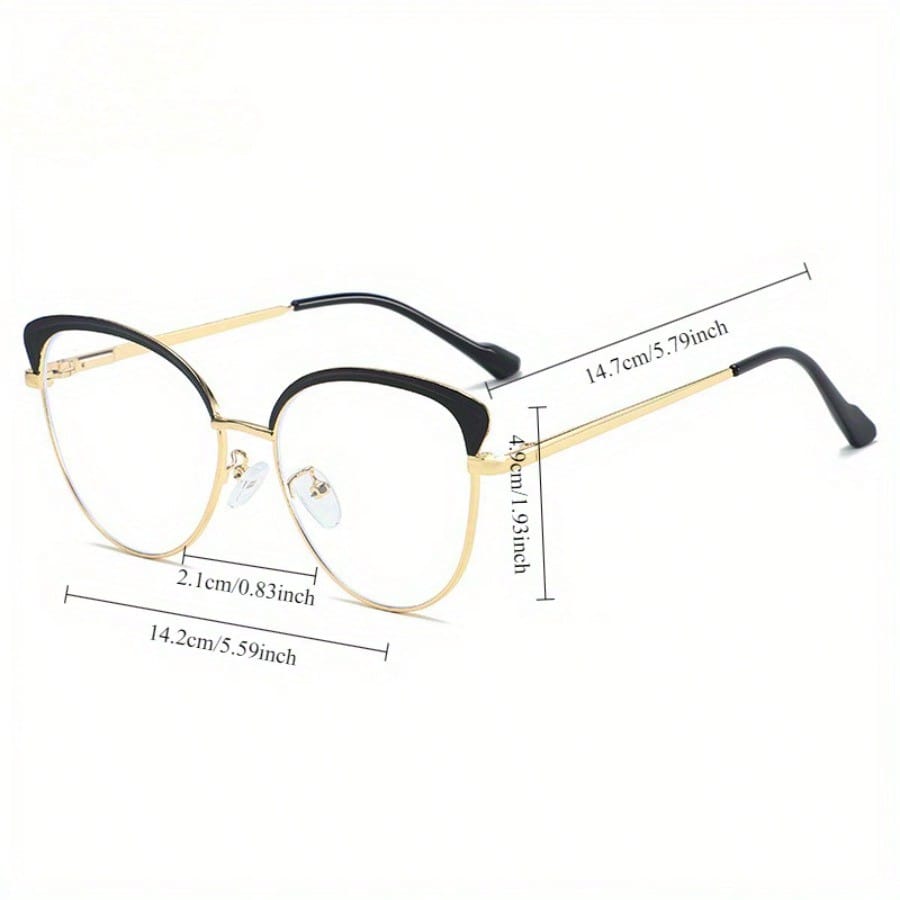 Women’s Cat Eye Retro Glasses Metal Frame Daytime Eyewear