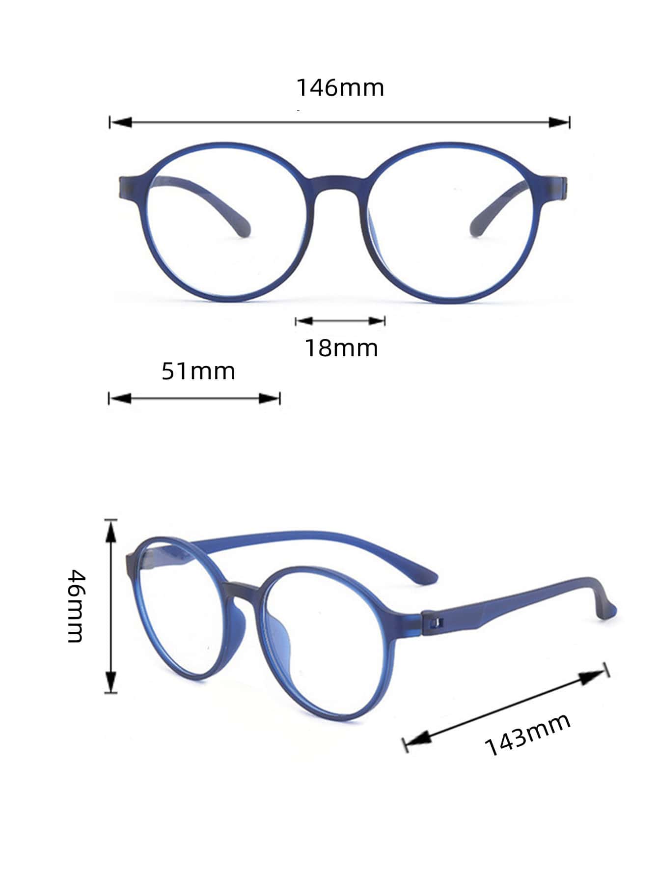 Unisex Round Frame Glasses Ultra Lightweight Vintage Clear Lens