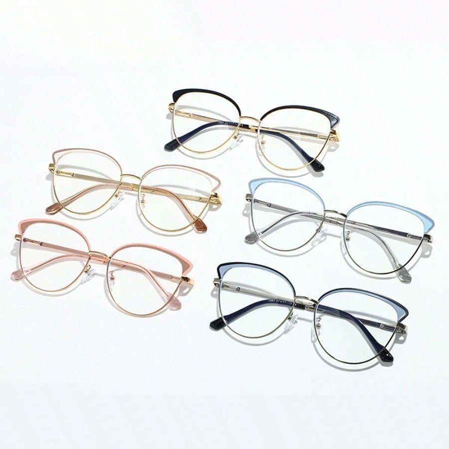 Women’s Cat Eye Retro Glasses Metal Frame Daytime Eyewear