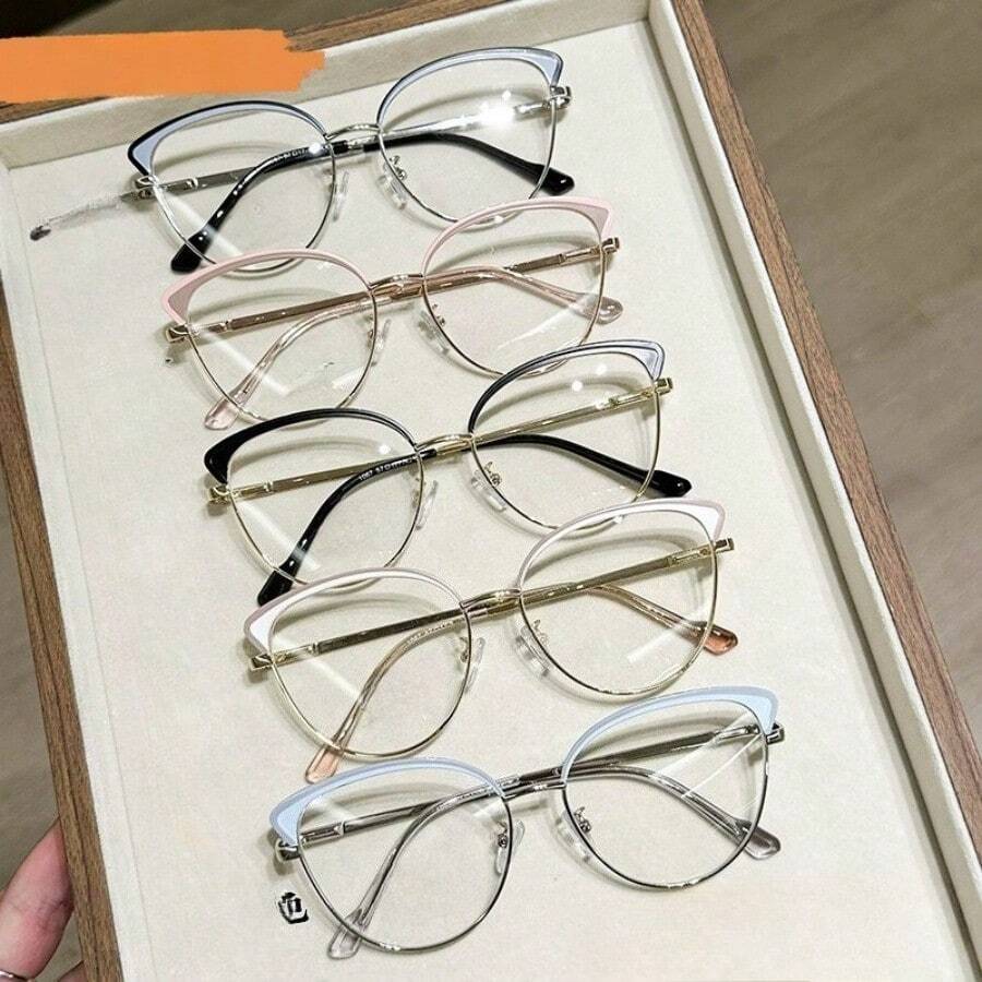 Women’s Cat Eye Retro Glasses Metal Frame Daytime Eyewear