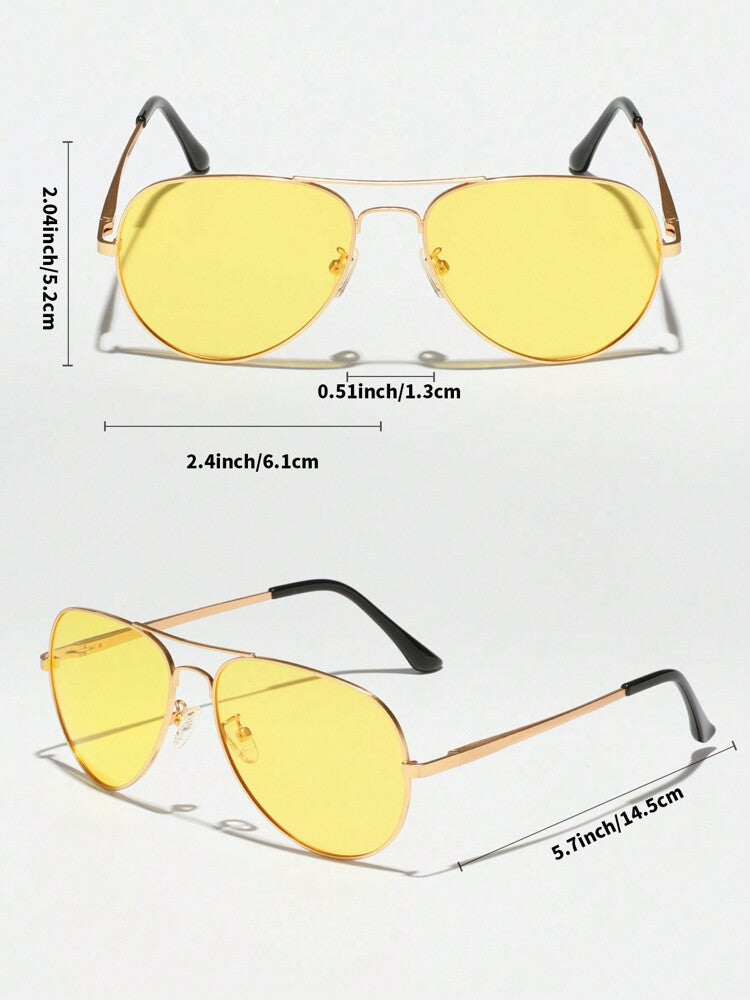 Men’s Polarized Night Vision Glasses Gold Frame Yellow Lens Driving