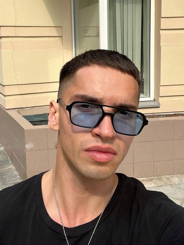 Men’s Square Flat Top Sunglasses Fashion PC Frame Daily Shades