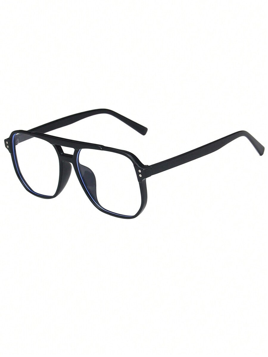 Men’s Double Beam Pilot Glasses Clear Lens Fashion Eyewear