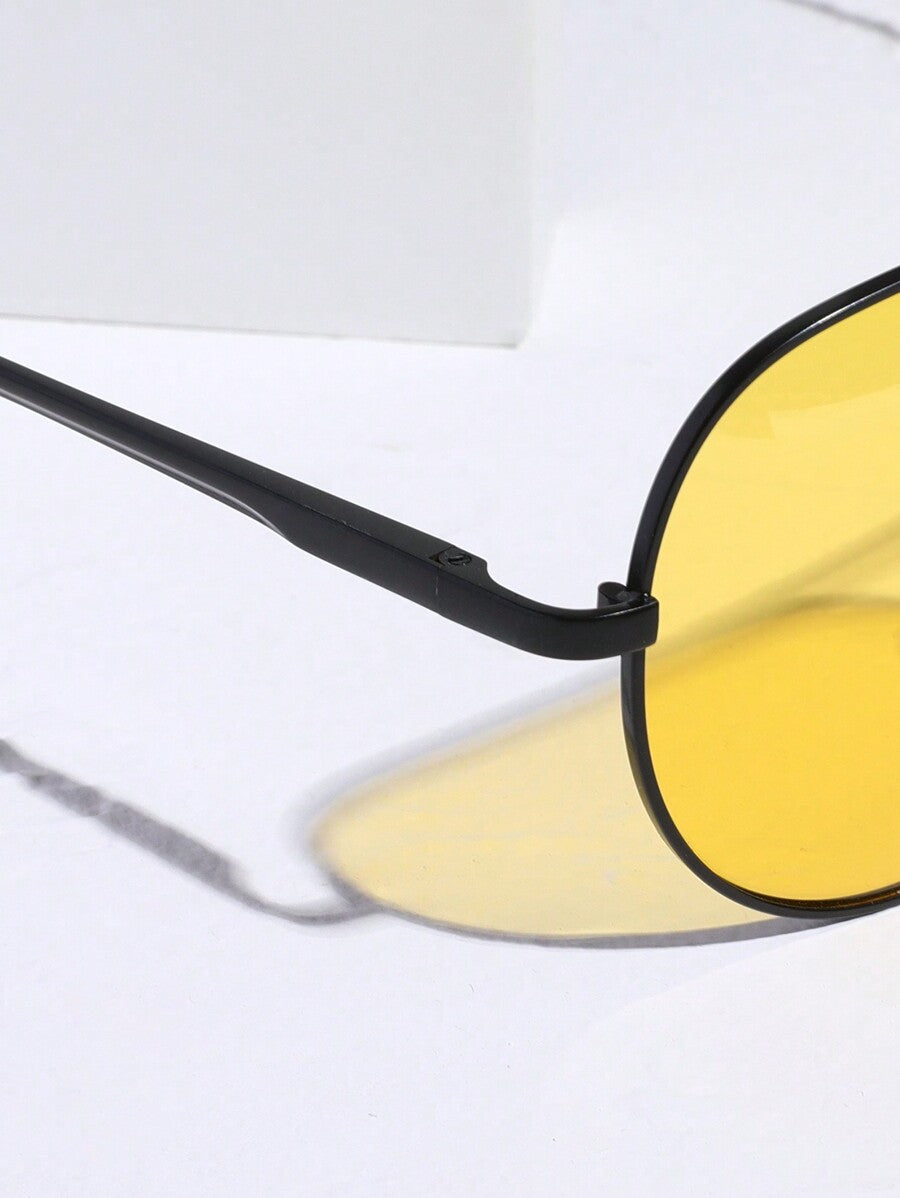 Men’s Polarized Night Vision Glasses Gold Frame Yellow Lens Driving